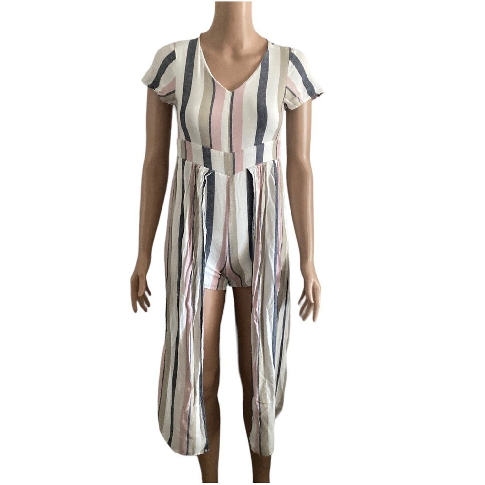 Poppies & Roses Striped Romper Maxi Overlay Shorts Youth Size 16 Boho NWT
